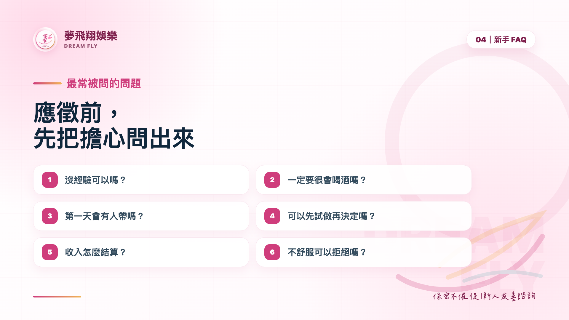 應徵小姐諮詢清單